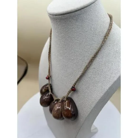 Native American Style Necklace with Brown Shell Pendants N65 - Picture 4 of 10